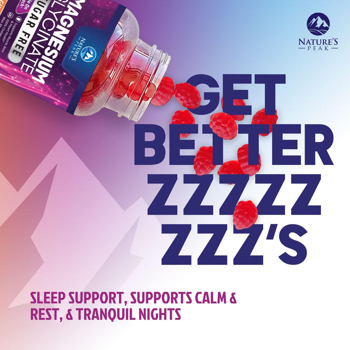 Magnesium Glycinate Gummies | Sugar Free & High Absorption | Chelated to Support Bone, Muscle, Nerves & Heart Health | Sleep & Stress Support Women & Men | Vegan, Gluten Free, Non-GMO | 60 Gummies