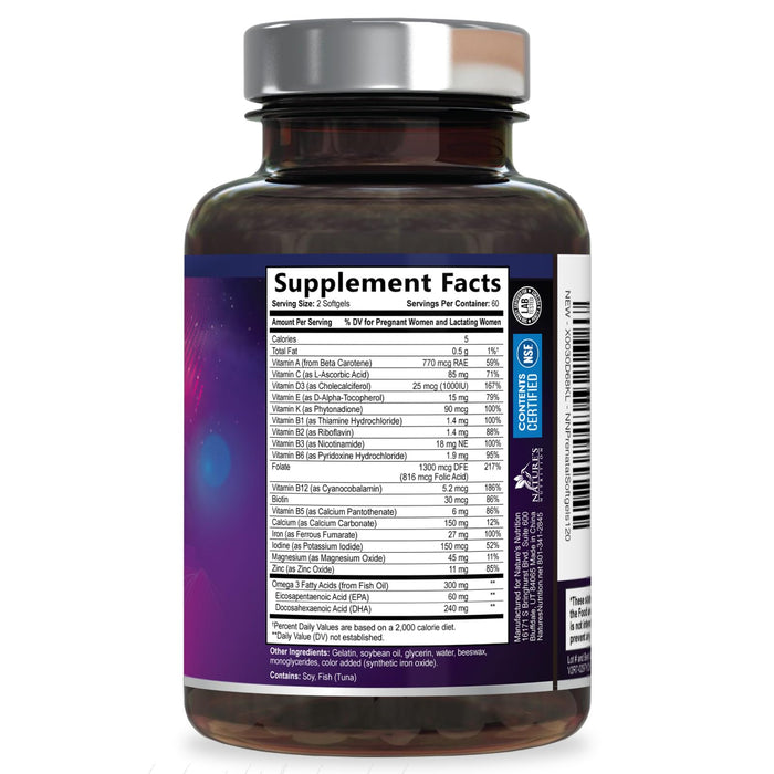 Prenatal Vitamins with Folic Acid & DHA – 120 Softgels