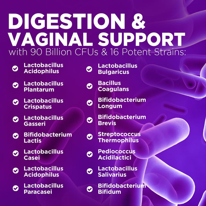 Probiotics for Women - 90 Billion CFU 16 Probiotic Strains with Cranberry, Vaginal Probiotics with Prebiotics PH, Digestive, UT, Immune, & Feminine Health Support, Pro Biotics for Women, 120 Capsules