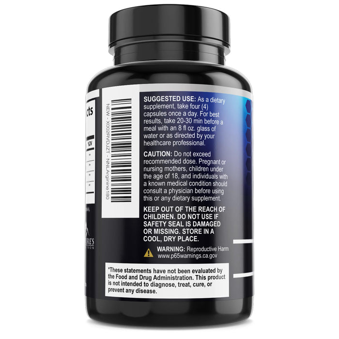 Nitric Oxide Formula with L-Arginine + Citrulline – 3000mg – 180 Capsules