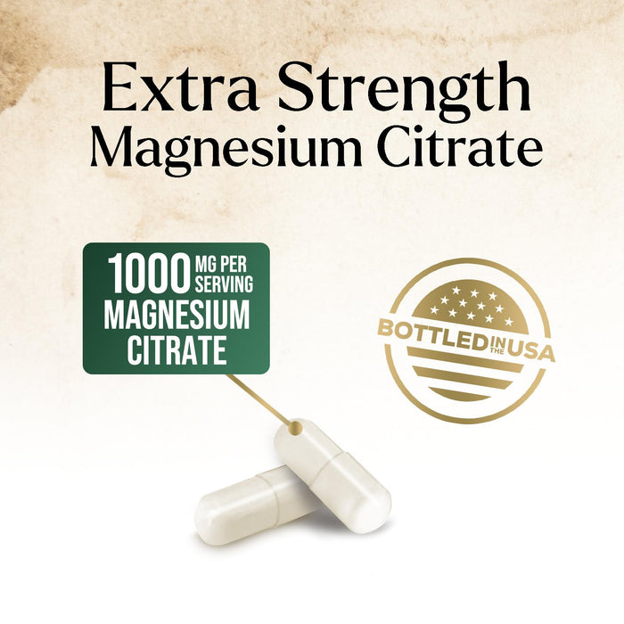 Magnesium Citrate 1000mg - High Absorption Magnesium Supplement Supports Muscle, Bone, Nerve & Heart Health - Extra Strength Magnesio Complex Pills - Non-GMO, Premium Energy Formula - 180 Capsules
