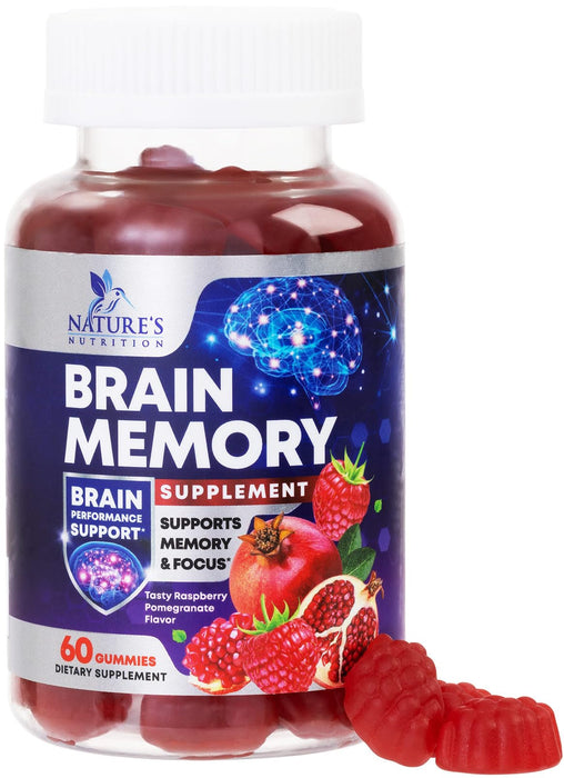 Brain Supplement Gummies for Concentration Memory & Focus Support - Brain Clarity Health with B6 B12, Phosphatidylserine, Coffee Extract, Nootropics Cognitive Vitamins for Adults - 60 Vegan Gummies