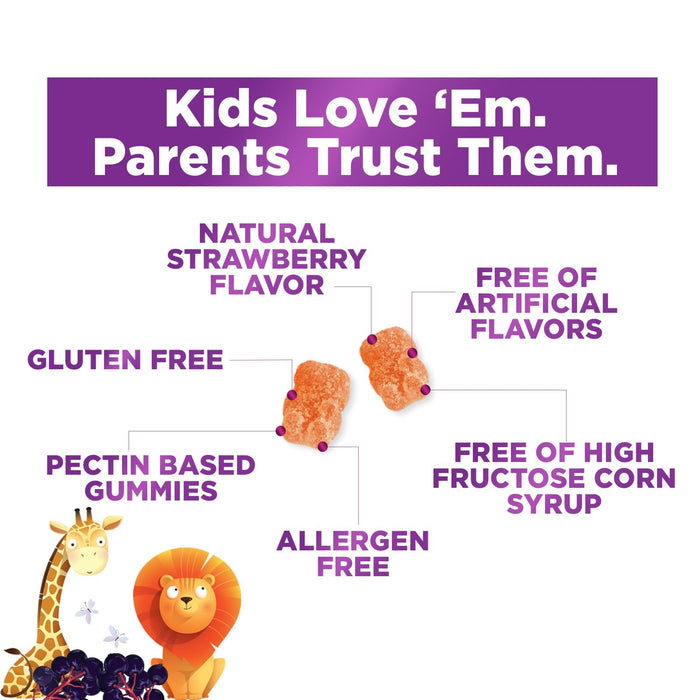 Multivitamin for Kids Gummies with Vitamin C, D3 & Zinc for Children's Immune Support - Chewable, Daily Kids Multi Vitamin Gummy, Non-GMO, Gluten Free, Natural Strawberry Flavor - 60 Gummies