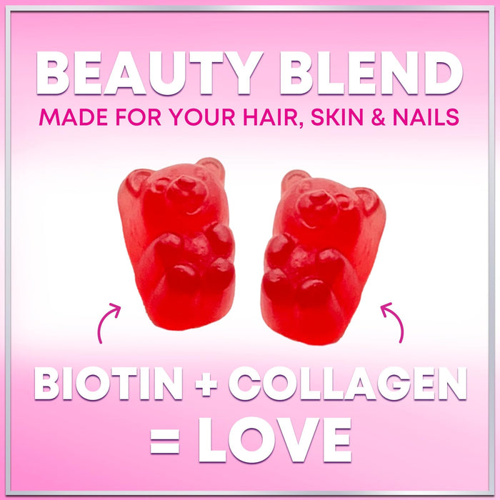 Collagen Gummies for Women - Extra Strength Collagen Peptides Gummy with Vitamin C, Zinc and Biotin, Hydrolyzed Protein Peptides Supplement for Hair, Nail & Healthy Skin Support, Non-GMO - 60 Gummies