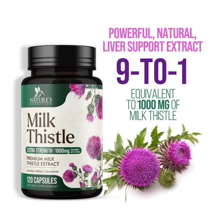 Milk Thistle Extract - Liver Cleanse Detox & Repair Formula with Dandelion Extract 1000mg - Herbal Liver Supplement - Nature's Milk Thistle w/Silymarin Marianum, Supports Liver Health - 120 Capsules
