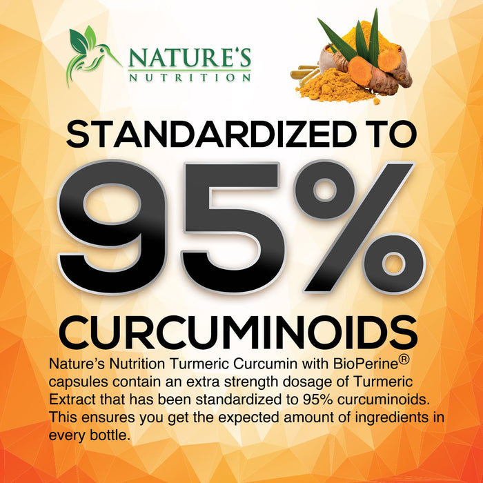 Turmeric Curcumin with BioPerine 95% Curcuminoids 2600mg with Black Pepper for Absorption – 60 Capsules