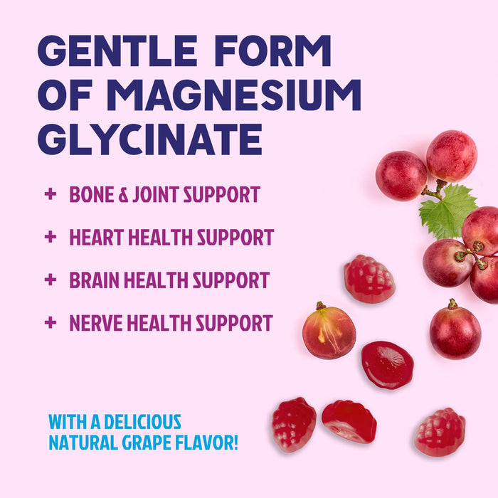 Magnesium Glycinate Gummies | Sugar Free & High Absorption | Chelated to Support Bone, Muscle, Nerves & Heart Health | Sleep & Stress Support Women & Men | Vegan, Gluten Free, Non-GMO | 60 Gummies