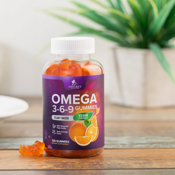 Omega 3 6 9 Vegan Gummies - Triple Strength Omega 3 Supplement Gummy - Essential Oil 369 Heart Support and Brain Support for Women, Men & Pregnant Women, Non-GMO, Orange Flavor - 120 Gummies