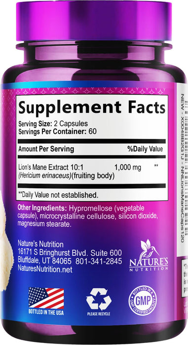 Lions Mane Mushroom – 120 Capsules