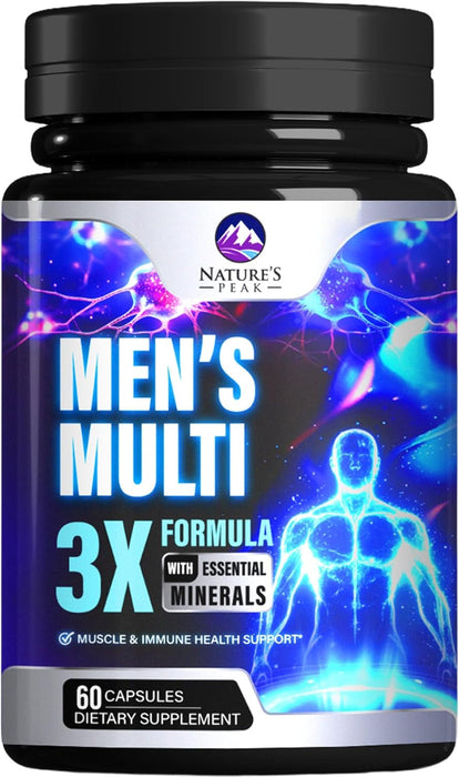 Men's Multivitamins Supplement - Complete Daily Multivitamin for Men with Vitamin B12, A, C, D, E, Zinc, Calcium, Iron, Folate - Immune Health & Energy Support - High Potency & Non-GMO - 60 Capsules