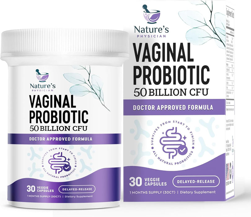 Nature's Physician Vaginal Probiotics - 50 Billion CFU Per Capsule - 10 Strains + Prebiotics - Best Probiotic Supplement for Women, Supports Immune, Digestive Health, Constipation & Gas - 30 Capsules