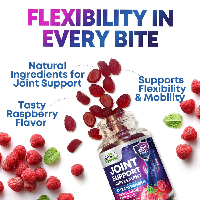 Joint Support Supplement - Extra Strength Glucosamine Gummy Supports Joints Health & Flexibility for Back, Knees, Hands - Natural Vitamin E Immune Support - Best Gummies for Women & Men - 120 Gummies