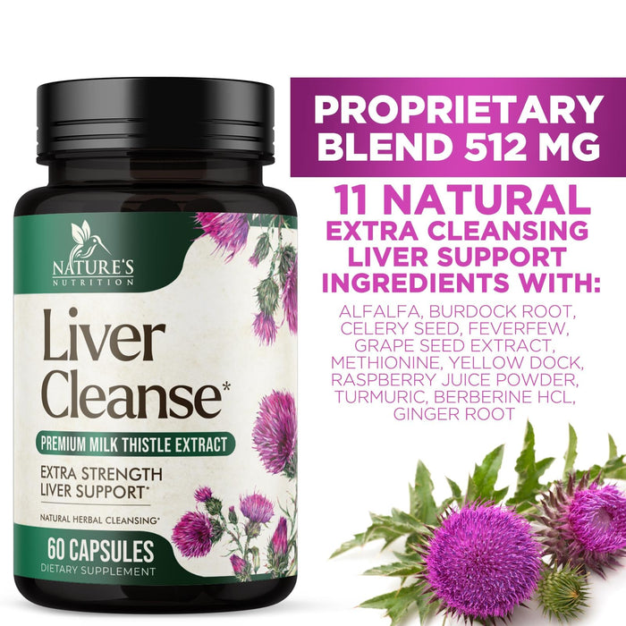Liver Cleanse Detox & Repair Formula - Herbal Liver Support Supplement with Milk Thistle with Silymarin, Artichoke Extract, Dandelion, Beet, Chicory Root, & Turmeric for Liver Health - 60 Capsules