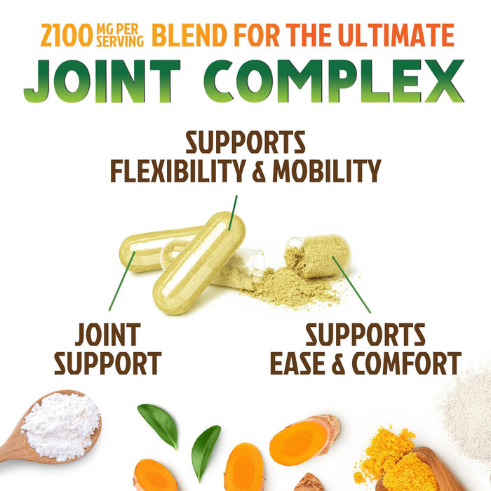 Glucosamine Chondroitin MSM 2100mg Complex - Joint Support Supplement for Joint Mobility & Comfort For Men and Women with Turmeric & Boswellia, Triple Strength Glucosamine Supplements - 240 Capsules