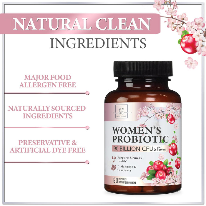 Probiotics for Women Supplement with Cranberry - 16 Premium Strains for PH Balance, Digestive Health, Vaginal & Immune Support, 90 Billion CFU, Women's Probiotic, UT, & Feminine Health - 60 Capsules