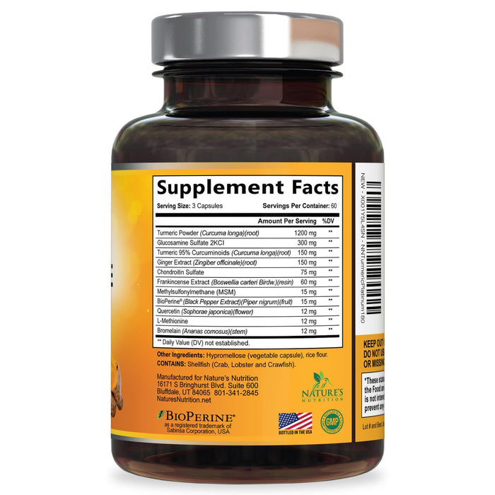 Turmeric Curcumin 2000mg with Glucosamine Chondroitin & Ginger – 180 Capsules