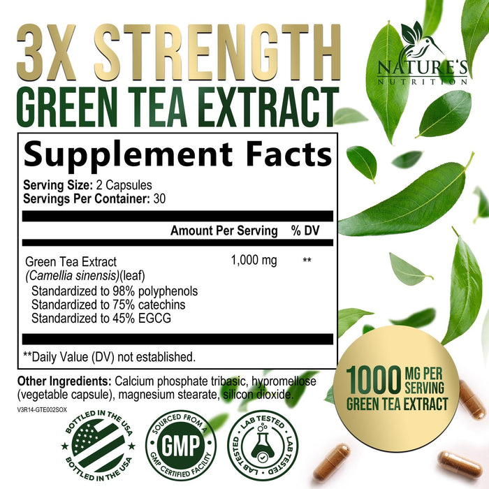 Green Tea Extract Capsules with EGCG – 1000mg – 60 Capsules