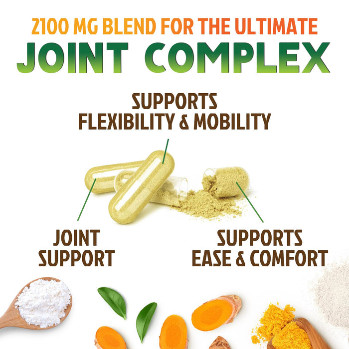 Glucosamine Chondroitin MSM 2100mg Complex - Joint Support Supplement for Joint Mobility & Comfort For Men and Women with Turmeric & Boswellia, Triple Strength Glucosamine Supplements - 240 Capsules