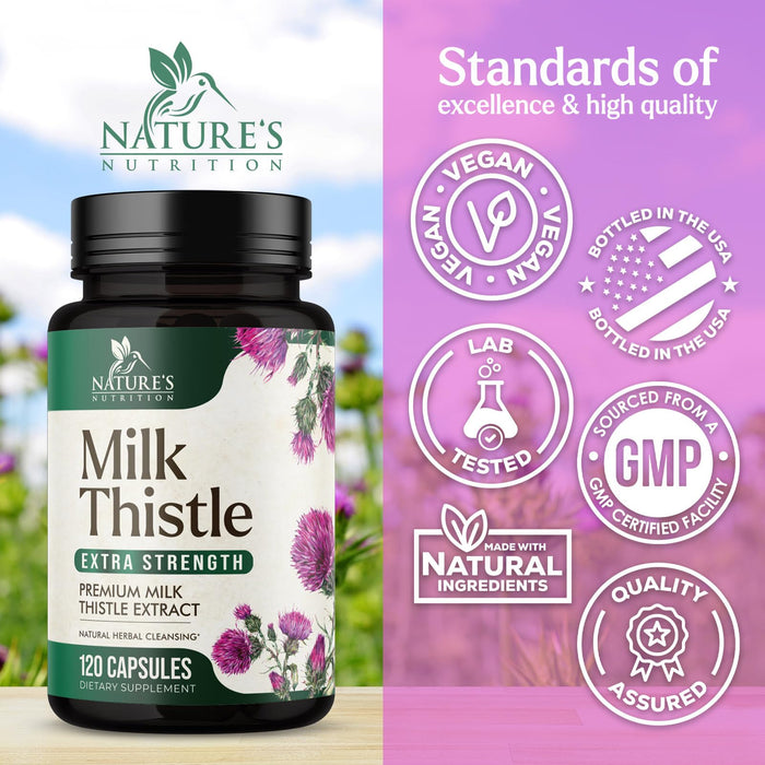 Milk Thistle Extract - Liver Cleanse Detox & Repair Formula with Dandelion Extract 1000mg - Herbal Liver Supplement - Nature's Milk Thistle w/Silymarin Marianum, Supports Liver Health - 60 Capsules