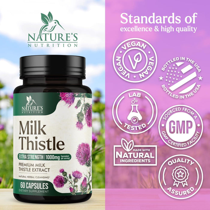 Milk Thistle Extract - Liver Cleanse Detox & Repair Formula with Dandelion Extract 1000mg - Herbal Liver Supplement - Nature's Milk Thistle w/Silymarin Marianum, Supports Liver Health - 60 Capsules