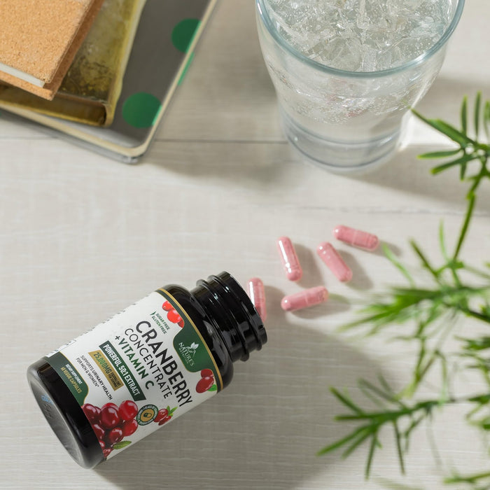 Cranberry Pills for Women - 500 mg Natural Urinary Tract Health Support - Concentrated Formula from Whole Fruit Cranberry & Vitamin C - Sugar Free, Gluten Free, Non-GMO Supplement - 60 Capsules