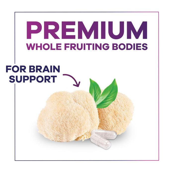 Lions Mane Mushroom Capsules 10,000mg - Lion’s Mane Supplement Capsules for Memory and Focus Support, Brain, Immune Health Support, Vegan, Bottled in USA, Lions Mane Mushroom Powder Extract, 120 Count