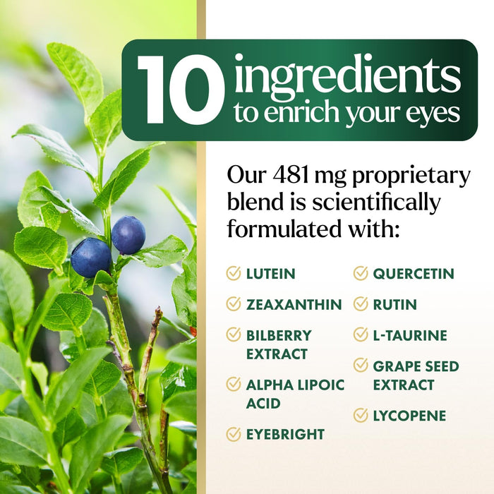 Eye Vitamins & Mineral Supplement - Contains Zinc, Copper, Lutein, & Zeaxanthin, Supports Dry Eye Strain, Vision Health for Adults, Non-GMO, Vegan Eye Care Pills & Minerals Supplements - 60 Capsules