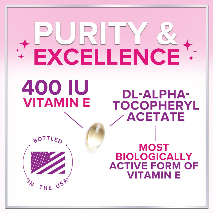 Vitamin E for Women and Men - 180 mg (400 IU) dl-Alpha - Powerful Antioxidant Dietary Supplement - Hair, Skin, & Immune Health Support - Easily Absorbed Form, Non-GMO & Gluten Free - 120 Softgels