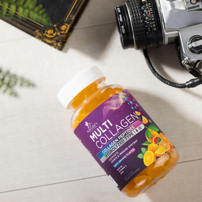 Collagen Gummies for Women with Vitamin C, Zinc & Biotin - Hydrolyzed Protein Type 1 & 3 Multi Collagen Peptides Supplement - Support for Hair, Skin, Nails & Joints, Gluten Free Complex - 120 Gummies