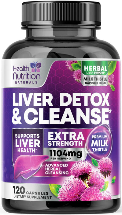 Gentle Liver Cleanse Detox & Repair Formula - Herbal Liver Support Supplement: Milk Thistle with Silymarin, Artichoke Extract, Dandelion, Beet, Chicory Root, & Turmeric for Liver Health - 120 Capsules