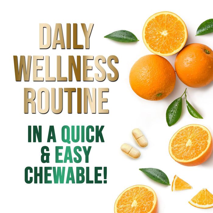 Vitamin C Chewable 1000mg - Extra Strength Antioxidants for Powerful Immune Support w/Vitamin C & Rose HIPS - Potent Dietary VIT C Chews Supplement, Natural, Vegan, Gluten-Free, Non-GMO - 120 Tablets