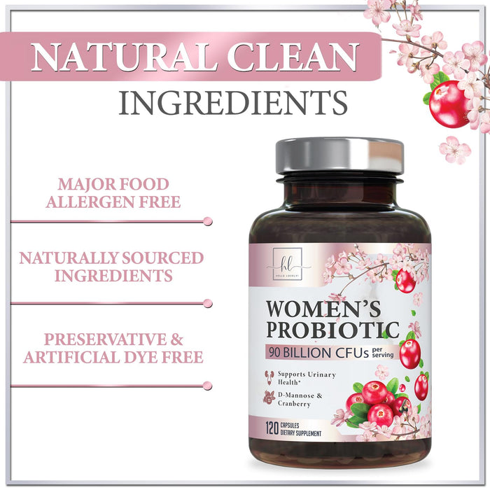 Probiotics for Women Supplement with Cranberry - 16 Premium Strains for PH Balance, Digestive Health, Vaginal & Immune Support, 90 Billion CFU, Women's Probiotic, UT, & Feminine Health - 120 Capsules