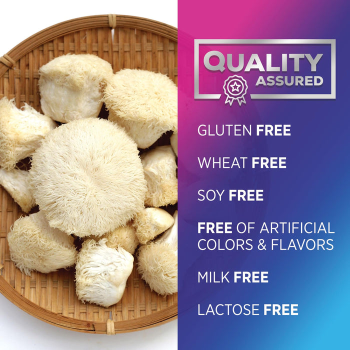 Lions Mane Mushroom Supplement - Brain Health Support for Focus, Memory, Cognition & Immune Support - Nature's Nootropic Lion's Mane Mushroom Extract Non-GMO, Vegetarian & Gluten Free - 60 Capsules