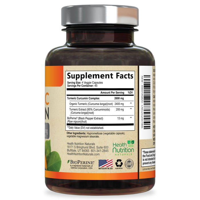 Turmeric Curcumin 2600mg – 180 Capsules
