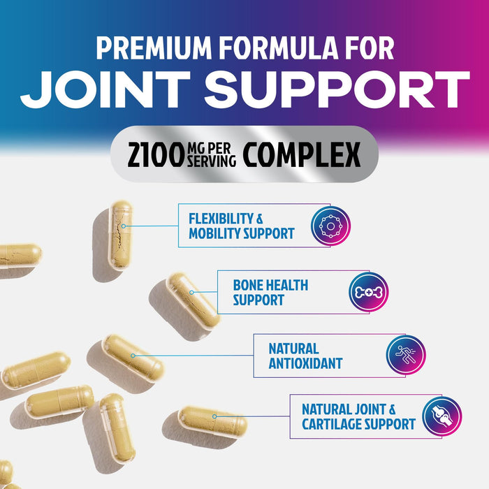 Glucosamine Chondroitin MSM 2100mg Complex - Joint Health Supplement with Turmeric & Boswellia - Quercetin for Cartilage, Flexibility & Mobility - Triple Strength Glucosamine Sulfate - 180 Capsules