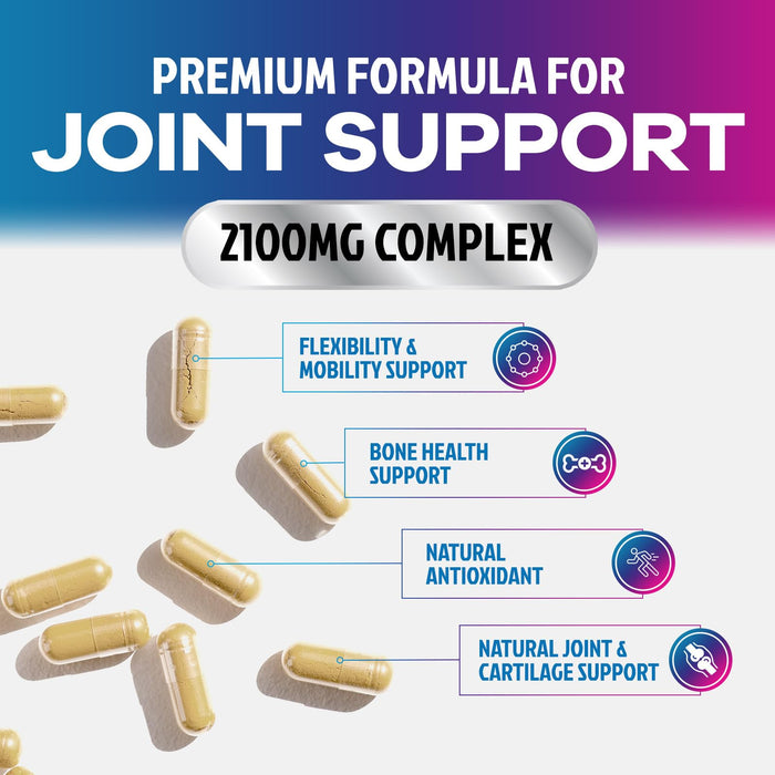 Glucosamine Chondroitin MSM 2100mg Complex - Joint Health Supplement with Turmeric & Boswellia - Quercetin for Cartilage, Flexibility & Mobility - Triple Strength Glucosamine Sulfate - 120 Capsules