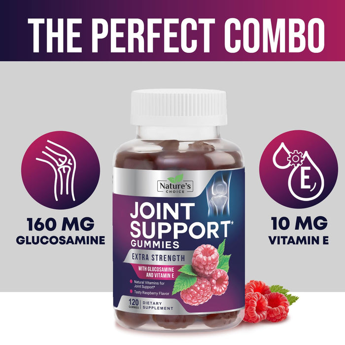 Joint Support Gummies Extra Strength Glucosamine Gummy Supplement with Vitamin E - Natural Cartilage & Joint Health & Flexibility Support, Best Support Glucosamine Chew for Men & Women - 120 Gummies