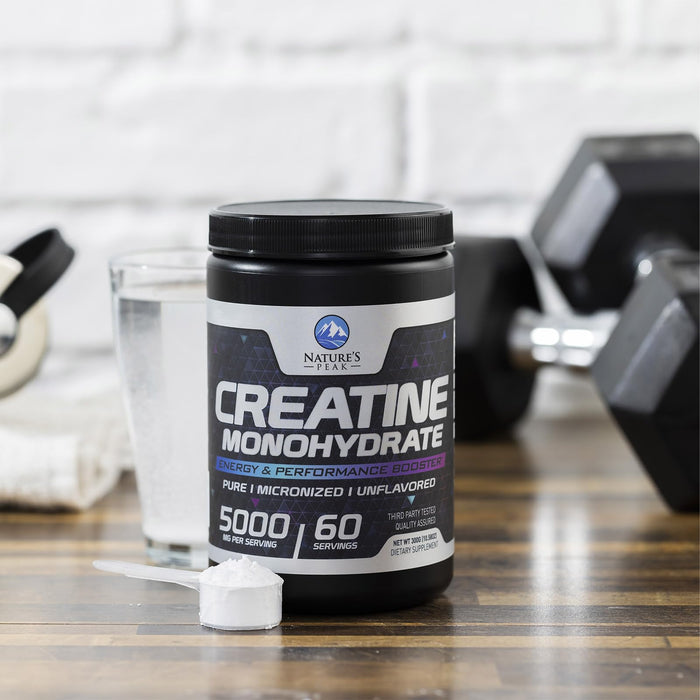 Creatine Powder 5000mg (5g) - Pure Micronized Creatine Monohydrate Supplement Unflavored, Keto Friendly - Creatine Nutritional Supports Muscle Growth & Strength, Vegan, Gluten-Free - 60 Servings