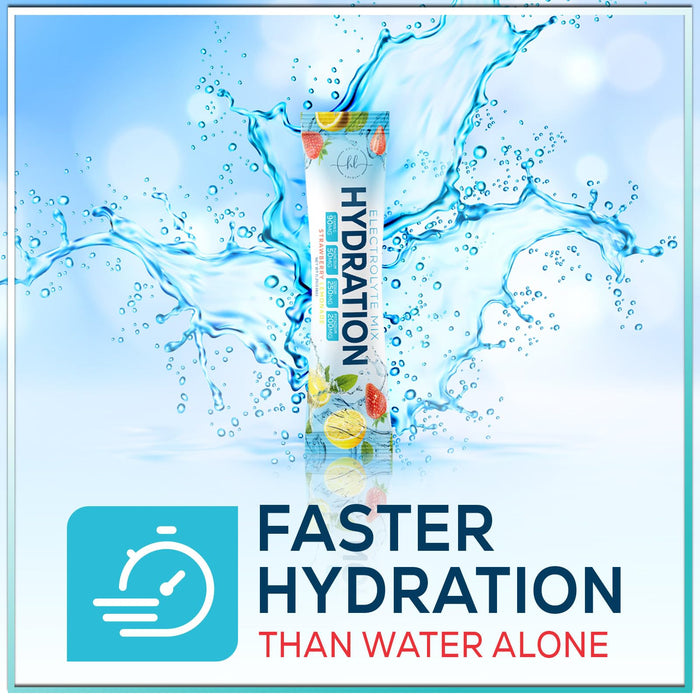 Electrolytes Hydration Packets - Keto Recovery Powder with Potassium, Magnesium, Sodium, Zinc & Vitamin C, Sugar-Free, Hydration Electrolyte Liquid Drink Mixes, Vegan, Strawberry Lemon (16 Pack)