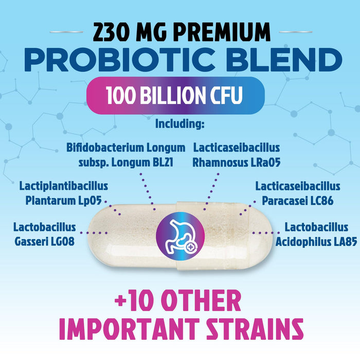 Probiotics 100 Billion CFU Supplement - 16 Strains + Natural Prebiotics - Digestive Health, Gut & Immune Support for Women & Men - Supports Occasional Constipation, Gas & Bloating - 60 Capsules