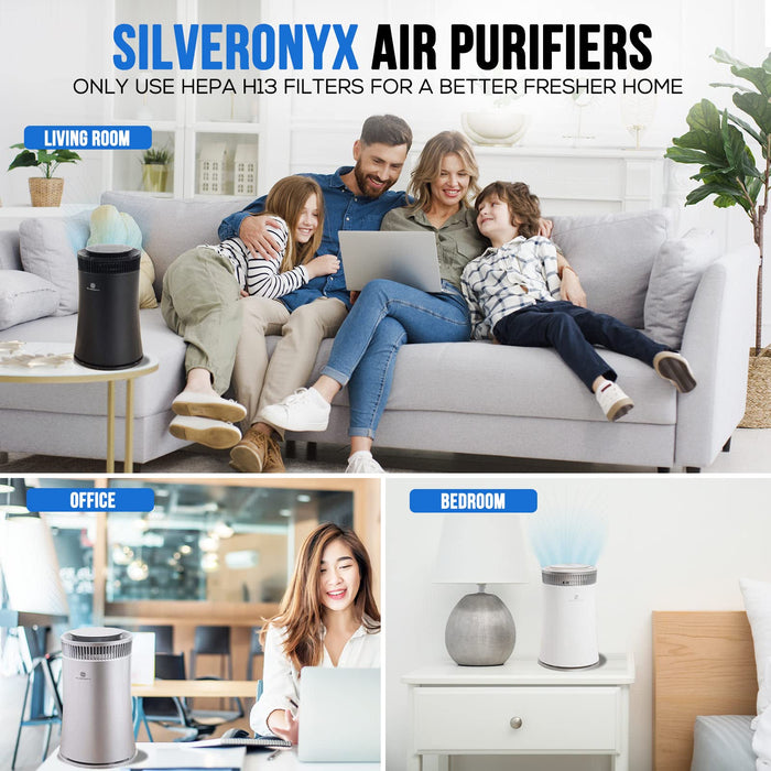 Air Purifier for Home Large Room – Covers Up to 500 Sq Ft, 5-in-1 HEPA Filter System for Allergies, Pets, Smoke, Remove Dust & Odor – Quiet Sleep Mode, High Filtration Efficiency – SILVERONYX, White