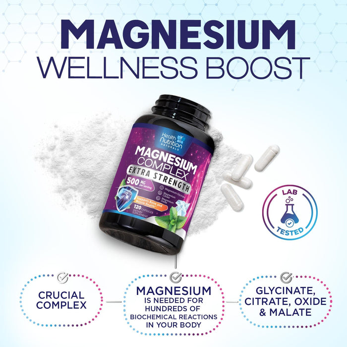 Magnesium Complex Capsules 500 mg with Oxide – 120 Capsules