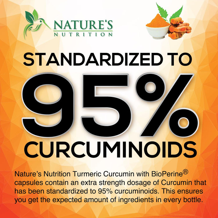 Turmeric Curcumin Supplement 1950mg - 95% Curcuminoids with Organic Turmeric & Ginger, BioPerine Black Pepper for Best Absorption, Nature's Vegan Joint Support, Non-GMO, Bottled in USA - 180 Capsules