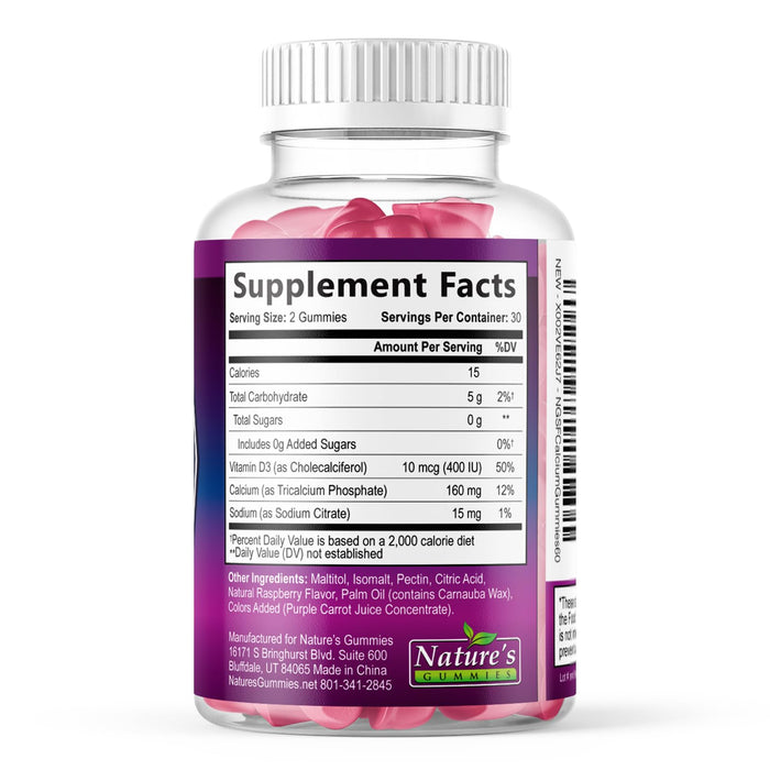 Sugar Free Chewable Calcium Gummy Vitamins – 400 IU – 60 Gummies