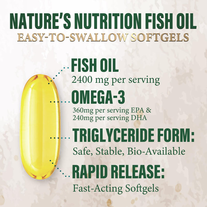 Omega-3 Fish Oil – 2400mg – 60 Softgels