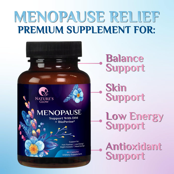 Menopause Supplements for Women with DIM - Natural Hormone Support for Women, Menopause Relief and Balance Antioxidant for Energy & Skin Health, Hot Flashes and Night Sweats Support - 60 Capsules