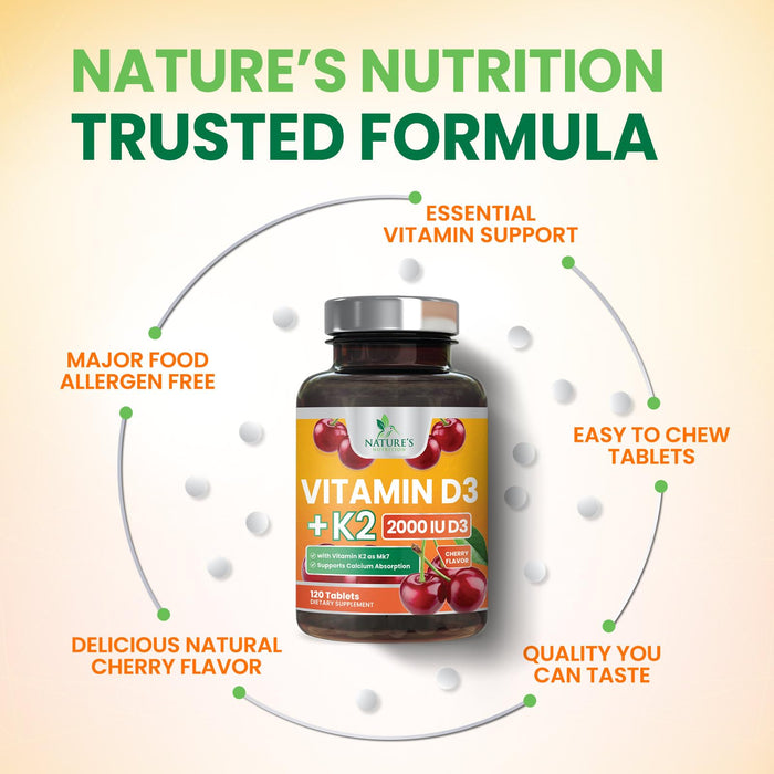 Vitamin D3 K2 2000 IU + with K2 (MK-7) 75 mcg – 120 Tablets