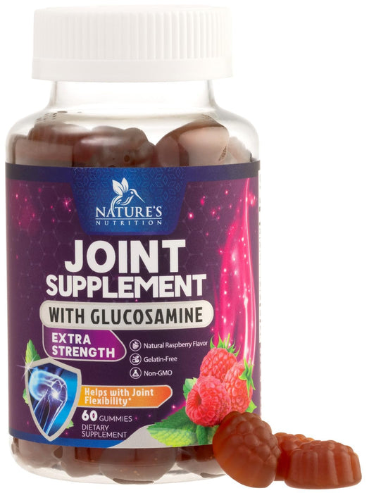 Joint Support Gummies Glucosamine Plus Vitamin E - Nature's Joint Support Supplement for Occasional Discomfort for Back, Knees & Hands - Cartilage & Joint Health & Flexibility Support - 60 Gummies