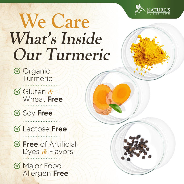 Turmeric Curcumin Supplement 1500mg - Organic Tumeric & BioPerine Black Pepper for Best Absorption with 95% Curcuminoids, Nature's Joint & Immune Support, Non-GMO, Bottled in USA - 120 Capsules