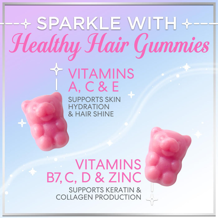 Hair Vitamins Gummies - Biotin 5000 mcg with Vitamin E, C & Zinc, Hair Growth Vitamins for Women & Men - Stronger, Beautiful Hair, Skin & Nails Supplement, Non-GMO & Gluten-Free - 120 Gummy Bears